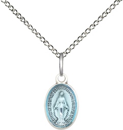 [0702EMSS/18SS] Sterling Silver Miraculous Pendant on a 18 inch Sterling Silver Light Curb chain