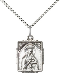 [0804HSS/18SS] Sterling Silver Our Lady of Perpetual Help Pendant on a 18 inch Sterling Silver Light Curb chain