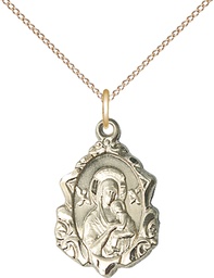 [0822HGF/18GF] 14kt Gold Filled Our Lady of Perpetual Help Pendant on a 18 inch Gold Filled Light Curb chain