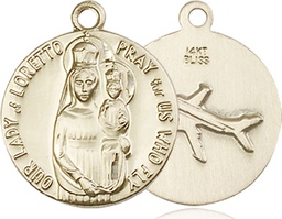 [0826KT] 14kt Gold Our Lady of Loretto Medal