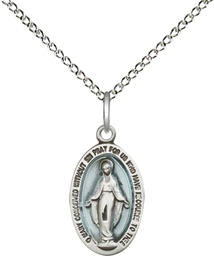 [4122EMSS/18SS] Sterling Silver Miraculous Pendant on a 18 inch Sterling Silver Light Curb chain