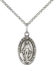 [4122MSS/18SS] Sterling Silver Miraculous Pendant on a 18 inch Sterling Silver Light Curb chain