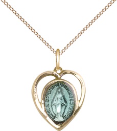 [4125EGF/18GF] 14kt Gold Filled Miraculous Pendant on a 18 inch Gold Filled Light Curb chain