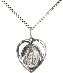 [4125SS/18SS] Sterling Silver Miraculous Pendant on a 18 inch Sterling Silver Light Curb chain