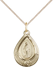 [4144MGF/18GF] 14kt Gold Filled Miraculous Pendant on a 18 inch Gold Filled Light Curb chain