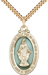 [4145EMGF/24G] 14kt Gold Filled Miraculous Pendant on a 24 inch Gold Plate Heavy Curb chain