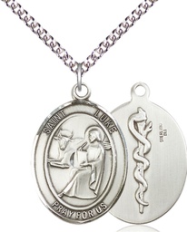 [7068SS8/24SS] Sterling Silver Saint Luke the Apostle Doctor Pendant on a 24 inch Sterling Silver Heavy Curb chain