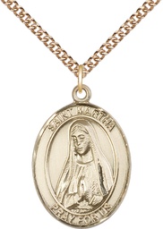 [7075GF/24GF] 14kt Gold Filled Saint Martha Pendant on a 24 inch Gold Filled Heavy Curb chain