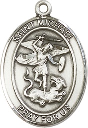 [7076SS] Sterling Silver Saint Michael the Archangel Medal