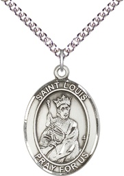 [7081SS/24SS] Sterling Silver Saint Louis Pendant on a 24 inch Sterling Silver Heavy Curb chain