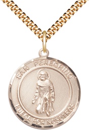 [7088RDSPGF/24GF] 14kt Gold Filled San Peregrino Pendant on a 24 inch Gold Filled Heavy Curb chain