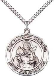 [7091RDSPSS/24SS] Sterling Silver San Raymon Nonato Pendant on a 24 inch Sterling Silver Heavy Curb chain