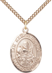 [7091SPGF/24GF] 14kt Gold Filled San Raymon Nonato Pendant on a 24 inch Gold Filled Heavy Curb chain