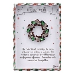 [RO-66533] 2&quot;H Christmas Wreath Story Pin - Christmas