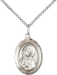 [8079SS/18SS] Sterling Silver Saint Monica Pendant on a 18 inch Sterling Silver Light Curb chain