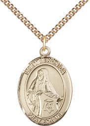 [7110GF/24GF] 14kt Gold Filled Saint Veronica Pendant on a 24 inch Gold Filled Heavy Curb chain
