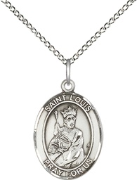 [8081SS/18SS] Sterling Silver Saint Louis Pendant on a 18 inch Sterling Silver Light Curb chain