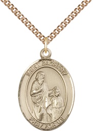 [7116GF/24GF] 14kt Gold Filled Saint Zachary Pendant on a 24 inch Gold Filled Heavy Curb chain
