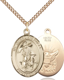 [7118GF6/24GF] 14kt Gold Filled Guardian Angel Navy Pendant on a 24 inch Gold Filled Heavy Curb chain