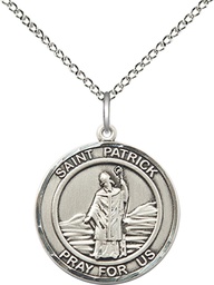 [8084RDSS/18SS] Sterling Silver Saint Patrick Pendant on a 18 inch Sterling Silver Light Curb chain
