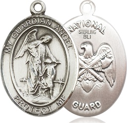 [7118SS5] Sterling Silver Guardian Angel National Guard Medal
