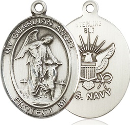 [7118SS6] Sterling Silver Guardian Angel Navy Medal