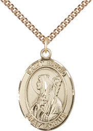 [7123GF/24GF] 14kt Gold Filled Saint Brigid of Ireland Pendant on a 24 inch Gold Filled Heavy Curb chain