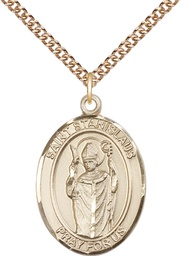 [7124GF/24GF] 14kt Gold Filled Saint Stanislaus Pendant on a 24 inch Gold Filled Heavy Curb chain