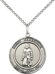 [8088RDSS/18SS] Sterling Silver Saint Peregrine Pendant on a 18 inch Sterling Silver Light Curb chain