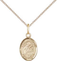 [9225GF/18GF] 14kt Gold Filled Saint Aloysius Gonzaga Pendant on a 18 inch Gold Filled Light Curb chain