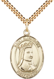 [7033GF/24G] 14kt Gold Filled Saint Elizabeth of Hungary Pendant on a 24 inch Gold Plate Heavy Curb chain