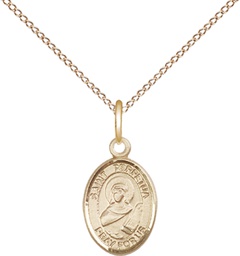 [9272GF/18GF] 14kt Gold Filled Saint Perpetua Pendant on a 18 inch Gold Filled Light Curb chain