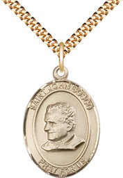 [7055GF/24G] 14kt Gold Filled Saint John Bosco Pendant on a 24 inch Gold Plate Heavy Curb chain