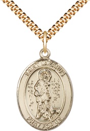 [7066GF/24G] 14kt Gold Filled Saint Lazarus Pendant on a 24 inch Gold Plate Heavy Curb chain