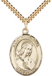 [7077GF/24G] 14kt Gold Filled Saint Philomena Pendant on a 24 inch Gold Plate Heavy Curb chain
