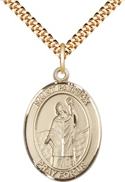 [7084GF/24G] 14kt Gold Filled Saint Patrick Pendant on a 24 inch Gold Plate Heavy Curb chain