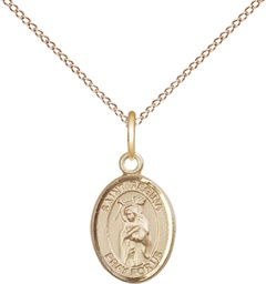 [9335GF/18GF] 14kt Gold Filled Saint Regina Pendant on a 18 inch Gold Filled Light Curb chain