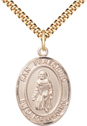 [7088SPGF/24G] 14kt Gold Filled San Peregrino Pendant on a 24 inch Gold Plate Heavy Curb chain