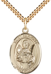 [7091GF/24G] 14kt Gold Filled Saint Raymond Nonnatus Pendant on a 24 inch Gold Plate Heavy Curb chain
