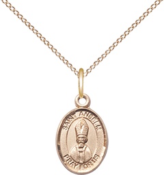 [9342GF/18GF] 14kt Gold Filled Saint Anselm of Canterbury Pendant on a 18 inch Gold Filled Light Curb chain