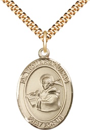 [7108GF/24G] 14kt Gold Filled Saint Thomas Aquinas Pendant on a 24 inch Gold Plate Heavy Curb chain