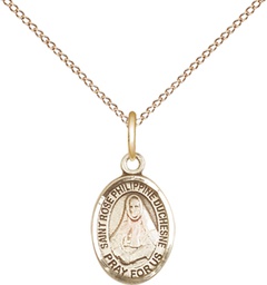 [9371GF/18GF] 14kt Gold Filled Saint Rose Philippine Pendant on a 18 inch Gold Filled Light Curb chain