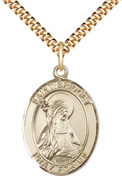 [7122GF/24G] 14kt Gold Filled Saint Bridget of Sweden Pendant on a 24 inch Gold Plate Heavy Curb chain