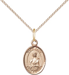 [9422GF/18GF] 14kt Gold Filled Saint Lucy Pendant on a 18 inch Gold Filled Light Curb chain
