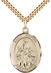 [7136GF/24G] 14kt Gold Filled Saint Sophia Pendant on a 24 inch Gold Plate Heavy Curb chain