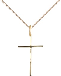 [0014MGF/18GF] 14kt Gold Filled Cross Pendant on a 18 inch Gold Filled Light Curb chain