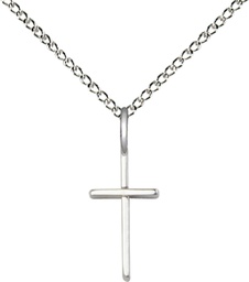 [0014SSS/18SS] Sterling Silver Cross Pendant on a 18 inch Sterling Silver Light Curb chain