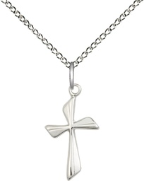 [0016YSS/18SS] Sterling Silver Cross Pendant on a 18 inch Sterling Silver Light Curb chain