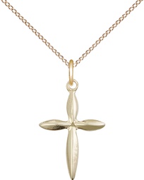 [0018YGF/18GF] 14kt Gold Filled Cross Pendant on a 18 inch Gold Filled Light Curb chain