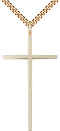 [0029YGF/24G] 14kt Gold Filled Cross Pendant on a 24 inch Gold Plate Heavy Curb chain